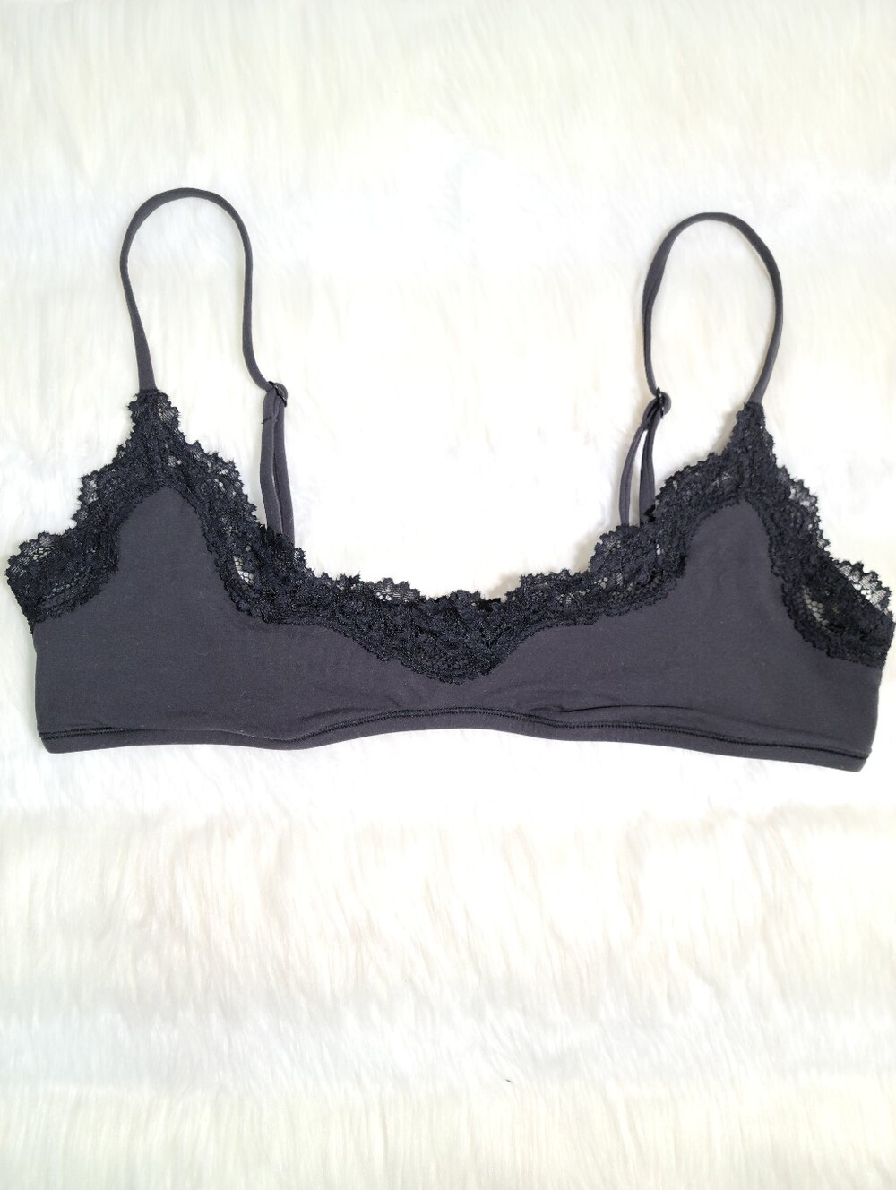 SKIMS Fits Everybody Lace Scoop Bralette Black Onyx Women Medium NEW
